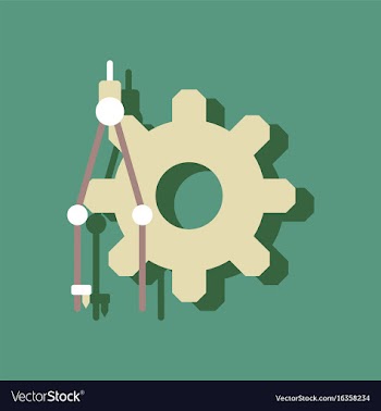 Flat icon design collection gear and tool in vector image