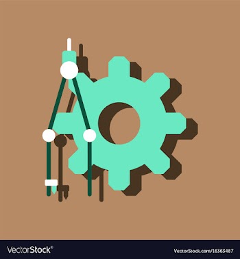 Flat icon design collection gear and tool in vector image
