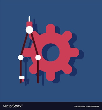 Flat icon design collection gear and tool in vector image