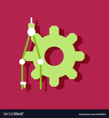 Flat icon design collection gear and tool in vector image