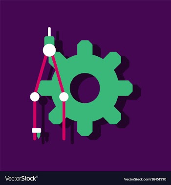Flat icon design collection gear and tool in vector image