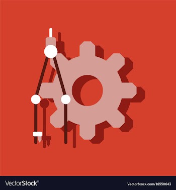 Flat icon design collection gear and tool in vector image