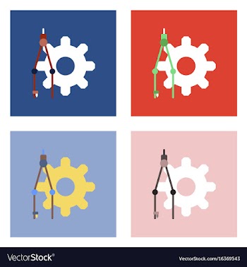 Flat icon design collection gear and tool vector image