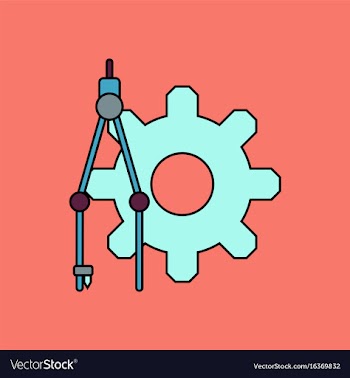 Flat icon design collection gear and tool vector image
