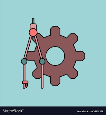 Flat icon design collection gear and tool vector image