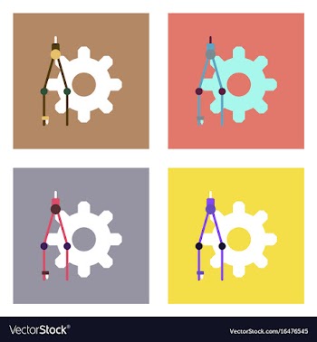Flat icon design collection gear and tool vector image