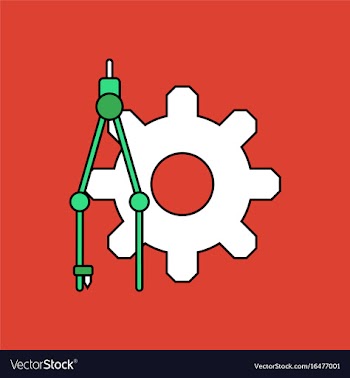 Flat icon design collection gear and tool vector image