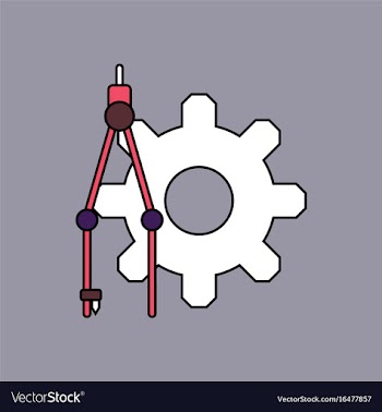 Flat icon design collection gear and tool vector image