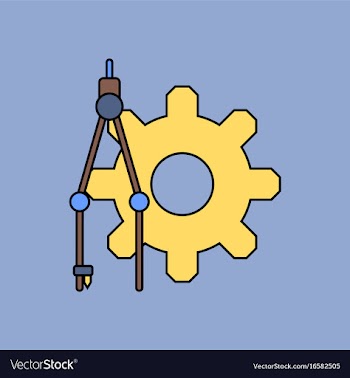 Flat icon design collection gear and tool vector image