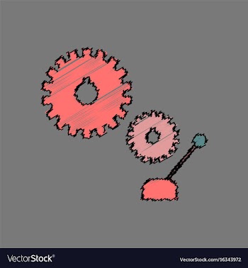 Flat icon design collection gear and transmission vector image