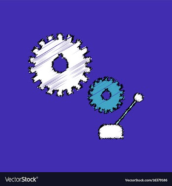 Flat icon design collection gear and transmission vector image