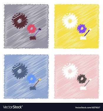 Flat icon design collection gear and transmission vector image