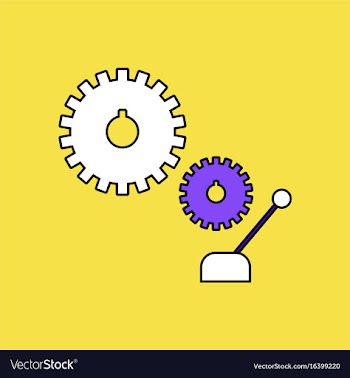 Flat icon design collection gear and transmission vector image