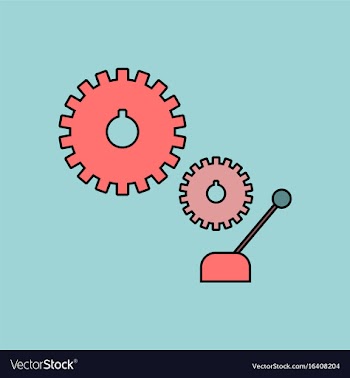 Flat icon design collection gear and transmission vector image