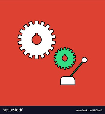 Flat icon design collection gear and transmission vector image