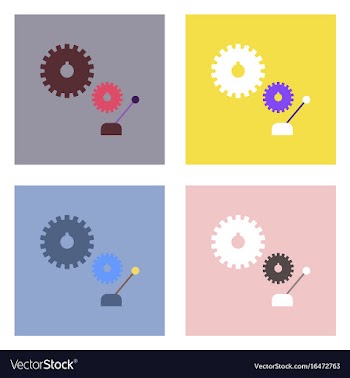 Flat icon design collection gear and transmission vector image