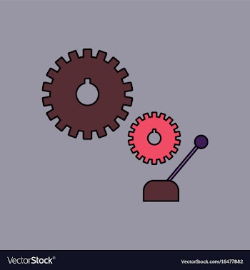 Flat icon design collection gear and transmission vector image