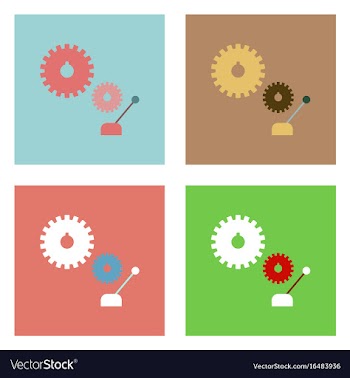 Flat icon design collection gear and transmission vector image