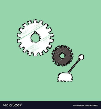 Flat icon design collection gear and transmission vector image
