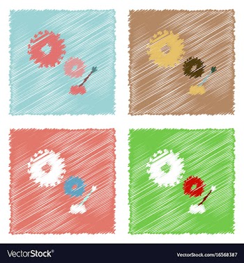 Flat icon design collection gear and transmission vector image