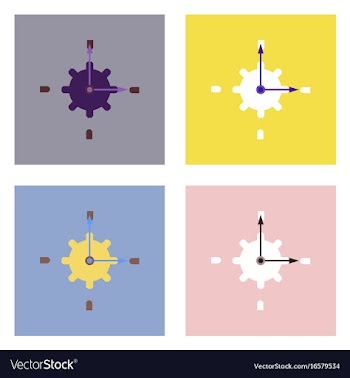 Flat icon design collection gear and watches vector image