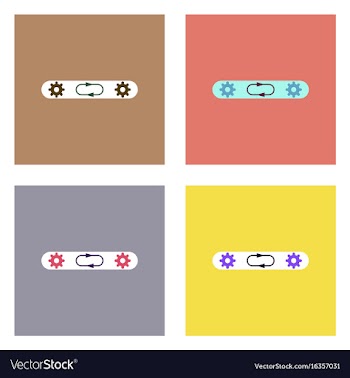 Flat icon design collection gears in process vector image