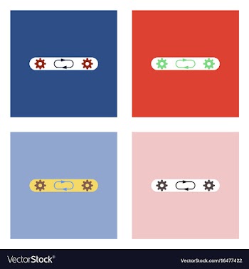Flat icon design collection gears in process vector image