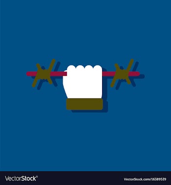 Flat icon design collection hand holding barbed vector image
