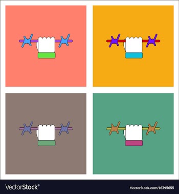 Flat icon design collection hand holding barbed vector image