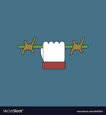 Flat icon design collection hand holding barbed vector image
