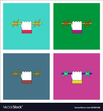 Flat icon design collection hand holding barbed vector image