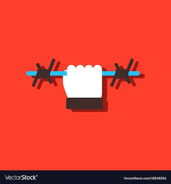 Flat icon design collection hand holding barbed vector image
