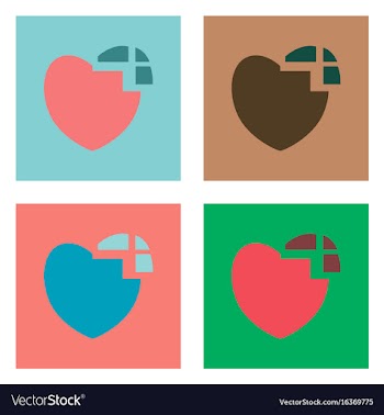 Flat icon design collection heart disease vector image