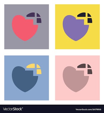 Flat icon design collection heart disease vector image
