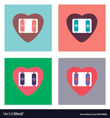 Flat icon design collection heart icon with a vector image