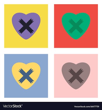Flat icon design collection heart plaster icon vector image