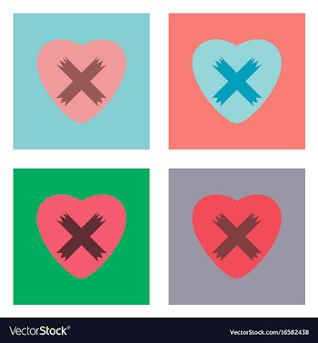 Flat icon design collection heart plaster icon vector image