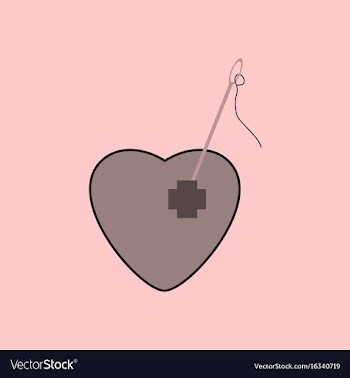 Flat icon design collection heart with a needle vector image