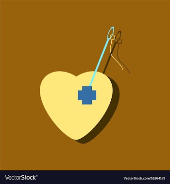 Flat icon design collection heart with a needle vector image