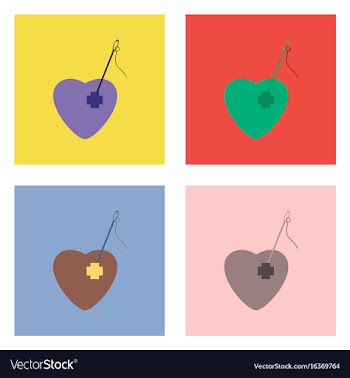 Flat icon design collection heart with a needle vector image