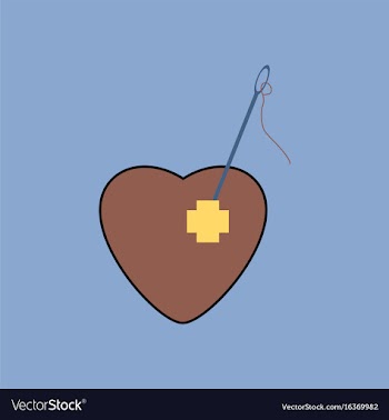 Flat icon design collection heart with a needle vector image
