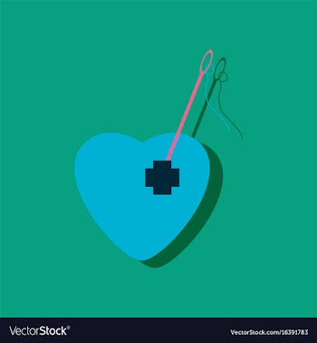 Flat icon design collection heart with a needle vector image