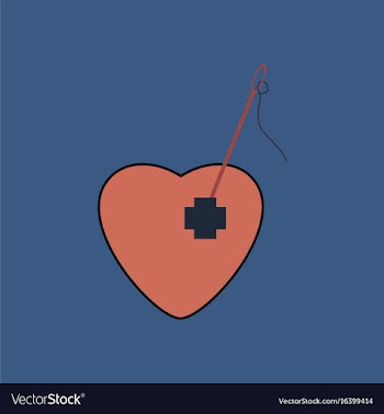 Flat icon design collection heart with a needle vector image