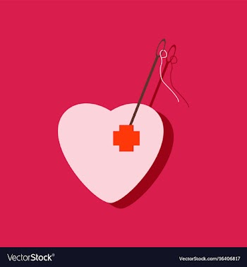 Flat icon design collection heart with a needle vector image