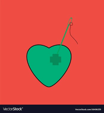 Flat icon design collection heart with a needle vector image
