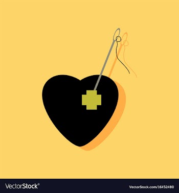 Flat icon design collection heart with a needle vector image