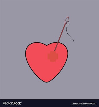 Flat icon design collection heart with a needle vector image