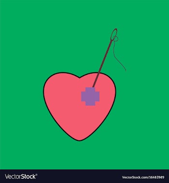 Flat icon design collection heart with a needle vector image