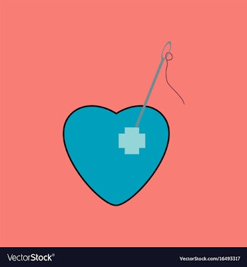 Flat icon design collection heart with a needle vector image