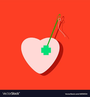 Flat icon design collection heart with a needle vector image